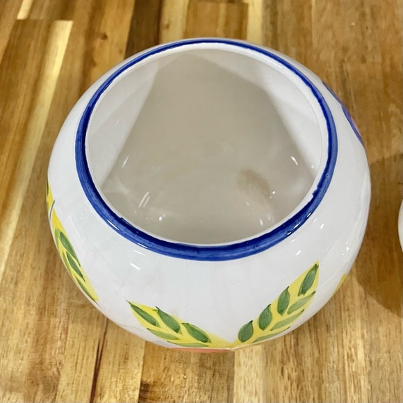 Artist’s Touch Orchard Jubilee Painted Fruit Sugar Bowl Pottery Lidded Jar - Picture 10 of 13